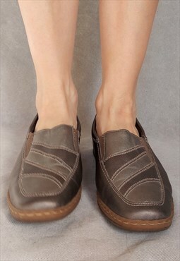Vintage Silver Loafers, Leather Lined Shoes, Retro Moccasins