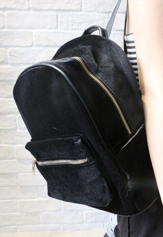 VELVET BACKPACK - BLACK