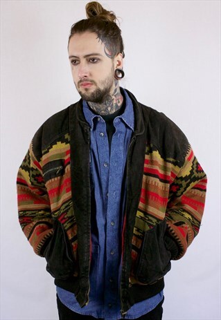VINTAGE AZTEC/SUEDE BOMBER JACKET