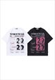 PUNK T-SHIRT RETRO NEWSPAPER TEE ROCKER PRINT TOP IN WHITE