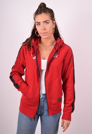 NIKE WOMENS VINTAGE MUFC HOODIE JACKET SMALL RED 90S