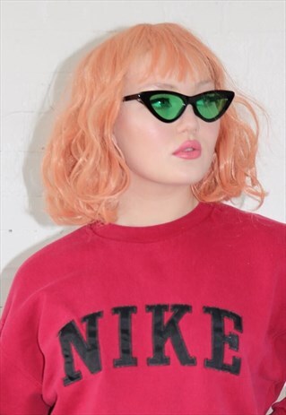 CAT EYE SUNGLASSES WITH GREEN TINTED LENSES