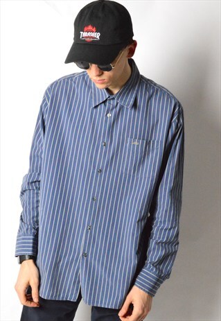 VINTAGE 90S LEE BLUE STRIPED LONG SLEEVE SHIRT