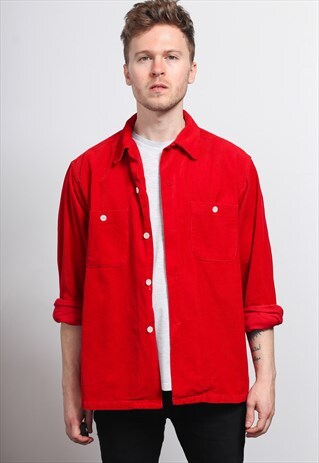 VINTAGE CORDUROY CORD SHIRT RED
