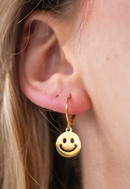 Felice 18k Gold Plated Smiley Huggie Hoop Earrings