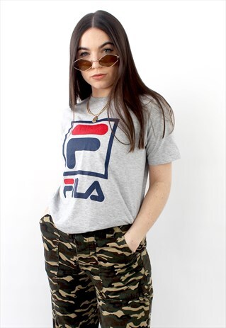 90'S RETRO GREY SPELL-OUT T-SHIRT