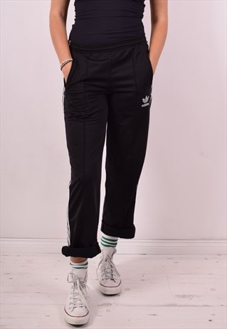 ADIDAS WOMENS VINTAGE TRACKSUIT TROUSERS W32 L28 BLACK 90S