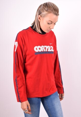 NIKE WOMENS VINTAGE TOP LONG SLEEVE XL RED 90S