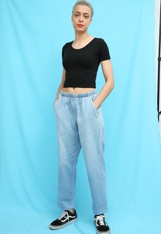90S STYLE DENIM CROPPED TROUSERS