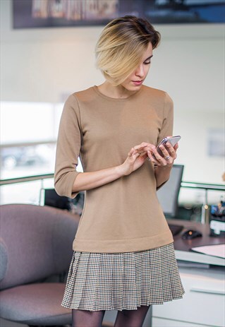 CONSTRUCTOR-DRESS CAMEL AIRDRESS WITH DETACHABLE SKIRT