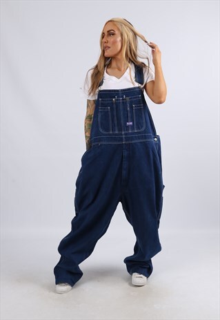 VINTAGE BIG SMITH DENIM DUNGAREES PLUS SIZE UK 26 6XL (AAR)