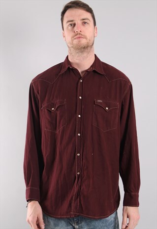 VINTAGE PRESS STUD WESTERN SHIRT LARGE