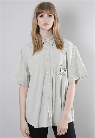 VINTAGE 90S GREY DROOPY CARTOON OVERSIZE SHIRT