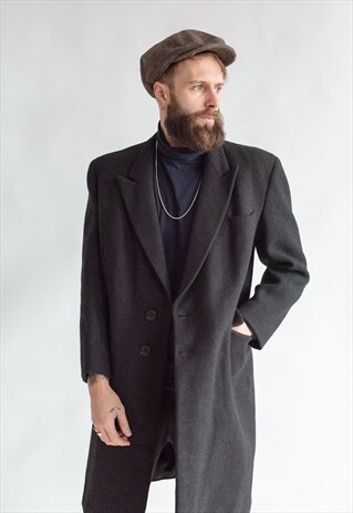 VINTAGE 60S CLASSIC WOOL COAT IN BLACK