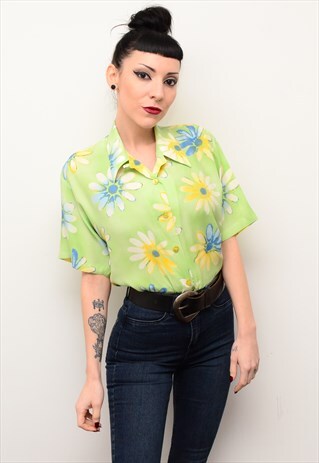 VINTAGE 90'S PRETTY FLORAL SPRING PATTERNED SHIRT