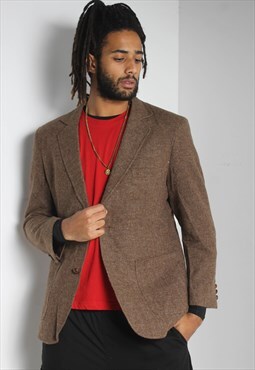 Vintage 80's Tweed Suit Jacket Blazer Brown