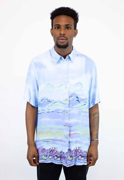 Vintage Abstract Pattern Shirt in Blue