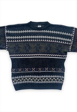 Vintage 90s Jumper Christmas Sweater fairisle Grey