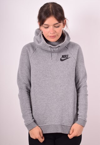 NIKE WOMENS VINTAGE HOODIE JUMPER SMALL GREY 90S