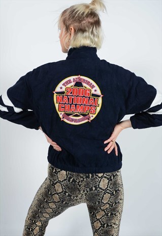 VINTAGE FLEECE JACKET IN BLUE WITH BACK PATCH