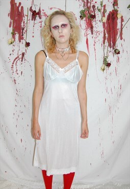 Vintage Fairy Grunge Slip Dress Ivory White With Lace Size S