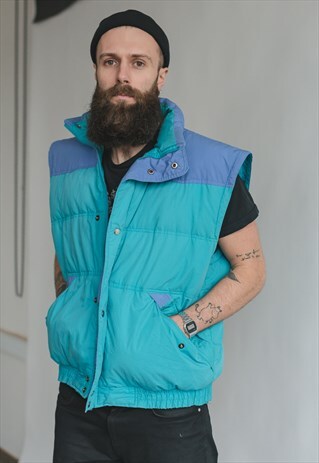 VINTAGE 80S BLUE PUFFER GILET