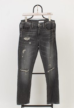 Men's Vintage Levi's 511 Grey Ripped Denim Jeans W30/L32