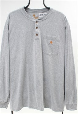 "Men's Vintage Carhartt Grey Button Up T-Shirt