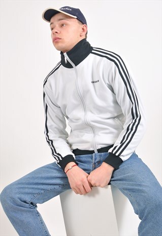 VINTAGE ADIDAS TRACK JACKET IN WHITE