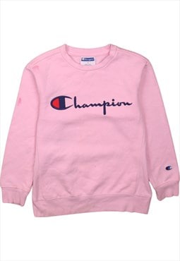 Vintage 90's Champion Sweatshirt Spellout Crew Neck Pink