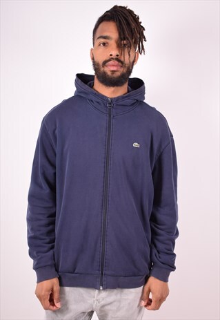 LACOSTE MENS VINTAGE HOODIE JACKET XXL BLUE 90S