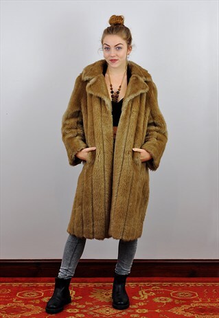 VINTAGE GOLDEN FAUX FUR COAT