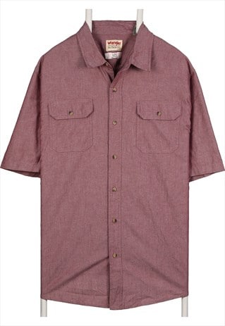 Wrangler 90's Short Sleeve Button Up Shirt XLarge Burgundy R