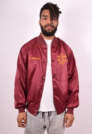 MENS VINTAGE BOMBER JACKET XL MAROON 90S