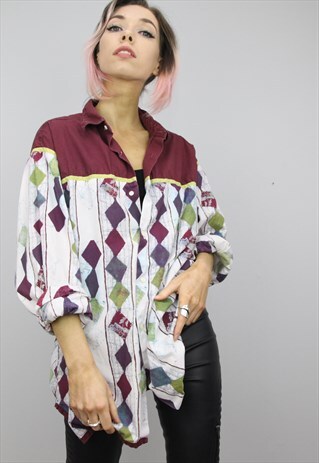 VINTAGE 80S/90S OVERSIZED PATTERNED SHIRT