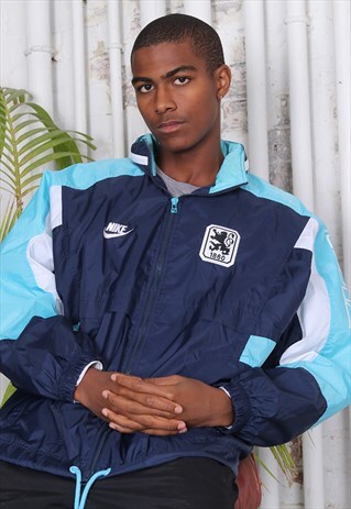 VINTAGE NIKE LOGO MUNICH 1860 FOOTBALL TRACK TOP JACKET BLUE