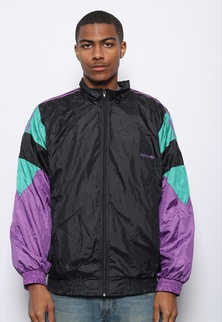 VINTAGE ADIDAS LOGO TRACK JACKET BLACK