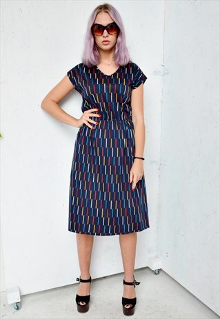 VINTAGE NAVY DRESS WITH STRIPES