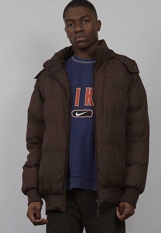 VINTAGE 90'S FILA DARK BROWN PUFFER JACKET