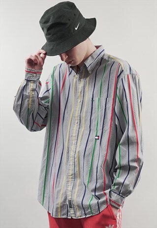 VINTAGE 90'S TOMMY HILFIGER MULTICOLOUR PINSTRIPE SHIRT