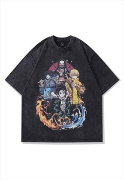 Demon slayer t-shirt Anime tee Japanese cartoon top black