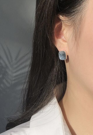 SILVER ORGANIC SQUARE STUD EARRINGS