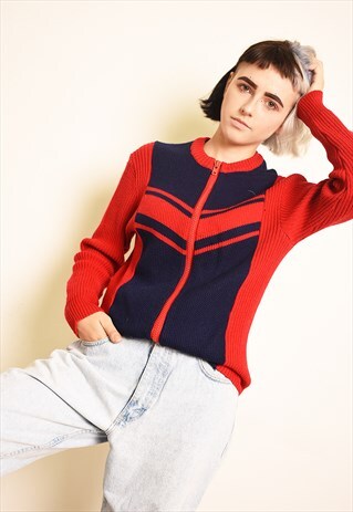 70'S RETRO ATHLEISURE SPORTS KNITTED CARDIGAN
