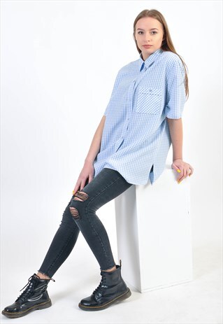 VINTAGE 80'S BLUE CHECKED SHIRT