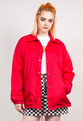 VINTAGE 80'S USA RED LIGHTWEIGHT COACH JACKET