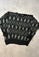 VINTAGE KNITTED JUMPER ARGYLE PATTERNED GRANDAD SWEATER