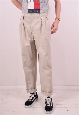 POLO RALPH LAUREN MENS VINTAGE TROUSERS W36 L32 BEIGE 90S