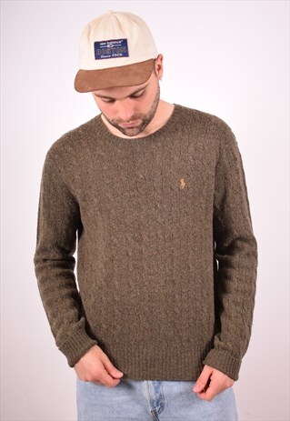 POLO RALPH LAUREN MENS VINTAGE JUMPER SWEATER MEDIUM GREEN 9