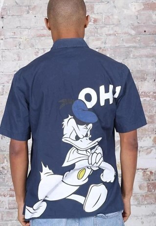 VINTAGE J.C CASTELBAJAC DONALD DUCK CARTOON PRINT SHIRT BLUE
