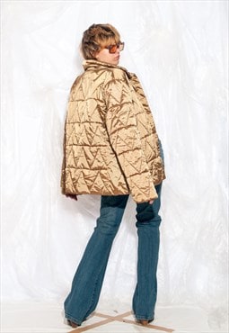 Vintage Y2K Luhta Quilted Coat in Gold